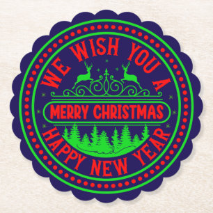 Porta-copo De Papel Desejamos Um Feliz Natal E Feliz ano novo