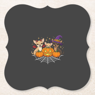 Porta-copo De Papel Desenho de Cão Bruxa Abóbora de Halloween Chihuahu