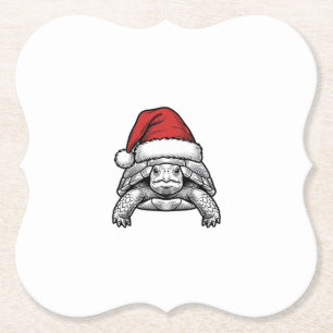 Porta-copo De Papel Desenho de Gravura Antiga de Tartaruga de Natal co