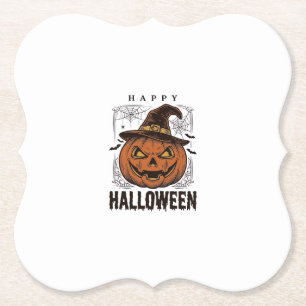 Porta-copo De Papel Desenho de Gravura de Abóbora Feliz Halloween Vint