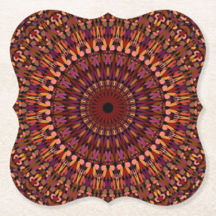 Porta-copo De Papel Desenho de Mandala Marrom Floral