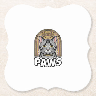 Porta-copo De Papel Desenho Gráfico Estilo de Gravura de Patas de Gato