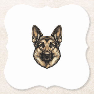Porta-copo De Papel Desenho Vetorial de Cão Pastor Gravura Antiga_1