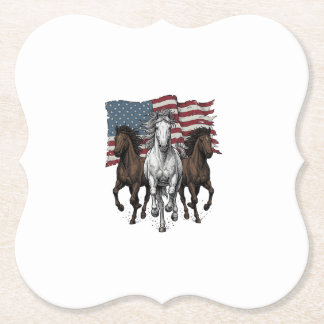 Porta-copo De Papel Desenho Vetorial de Cavalos Patrióticos Vintage_1