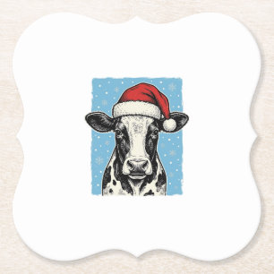Porta-copo De Papel Desenho Vetorial de Chapéu de Papai Noel de Vaca d