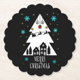 Porta-copo De Papel Design de árvore de Natal com preto-e-branco