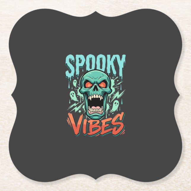 Porta-copo De Papel Design de Caveira de Fantasma de Halloween Vibes A (Frente)