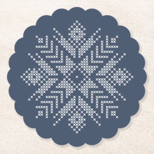 Porta-copo De Papel Design de floco de neve com ponto de cruz de Natal