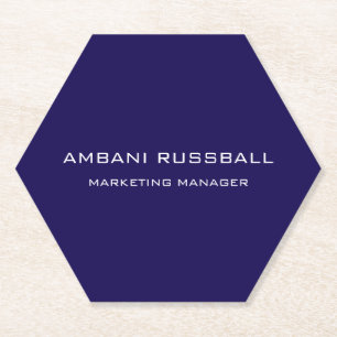 Porta-copo De Papel Design de Nome Executivo Moderno e Único Azul Mari