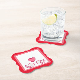Porta-copo De Papel Design de Pássaro Fofo e Amor de Coração