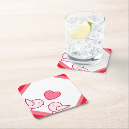 Porta-copo De Papel Design de Pássaro Fofo e Amor de Coração