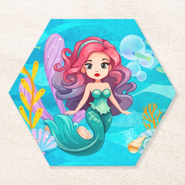 Porta-copo De Papel design de sirene mística (Frente)