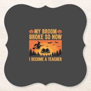 Porta-copo De Papel Design engraçado de professora de Halloween vassou