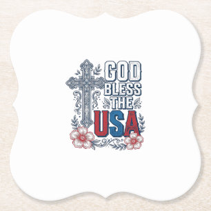 Porta-copo De Papel Deus Abençoe a Camisa Patriótica Cruz Vintage dos