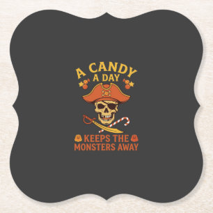 Porta-copo De Papel Dia de Doces Halloween Pirata Caveira Bengala