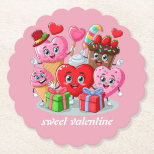Porta-copo De Papel Dia de os namorados de Cartoon Heart & Sweet amigo
