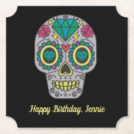 Porta-copo De Papel Dia do Crânio Morto com Rosa e Cristal