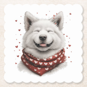 Porta-copo De Papel Dia dos Namorados Samoyed Dog