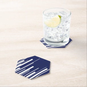 Porta-copo De Papel Diagonais - Azul e Branco