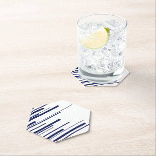 Porta-copo De Papel Diagonais em Azul e Branco