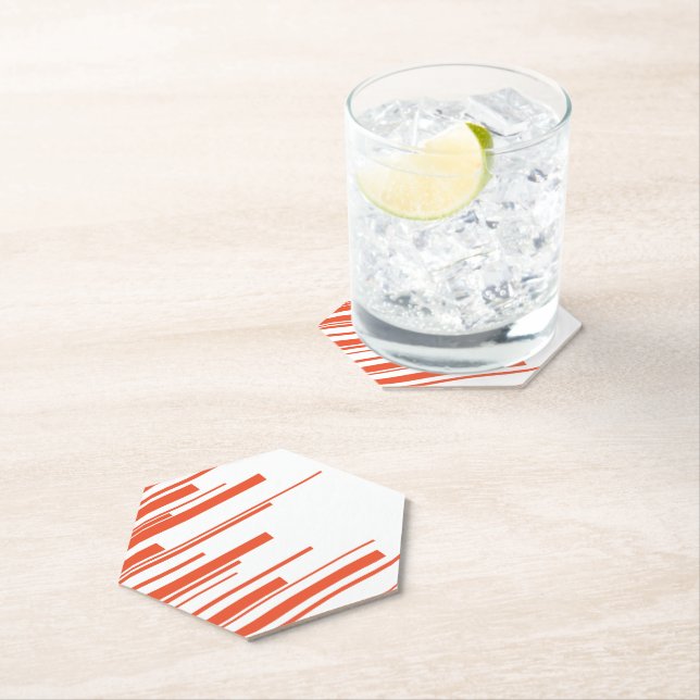 Porta-copo De Papel Diagonais em Laranja e Branco (Insitu)