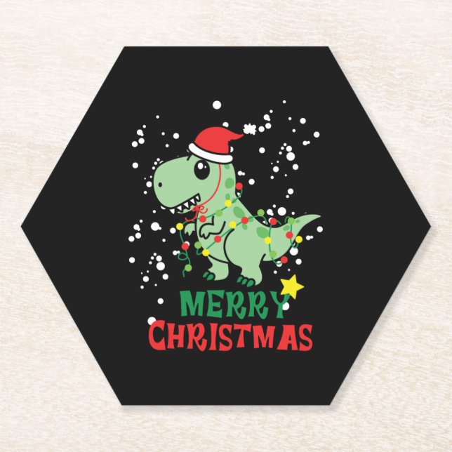 Porta-copo De Papel Dinossauro Feliz Natal (Frente)