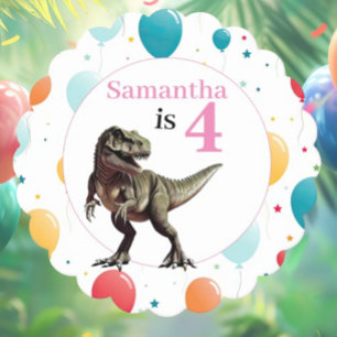Porta-copo De Papel Dinossauro T Rex Aniversário Rosa