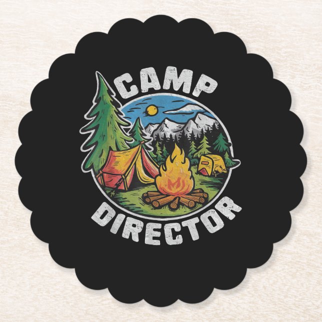 Porta-copo De Papel Diretor de Acampamento Retro Camping Acampamento d (Frente)
