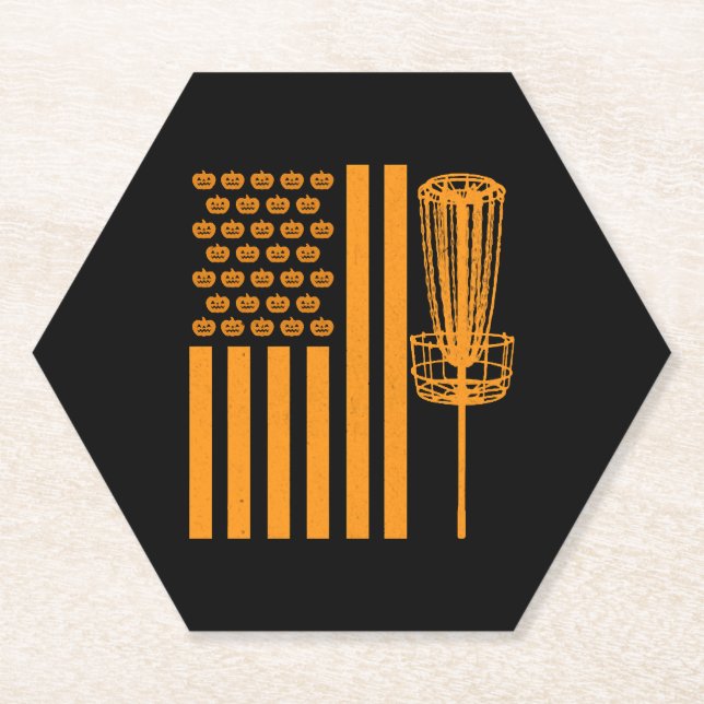 Porta-copo De Papel Disc Golf Halloween USA FLAG Para DISCGOLF PLAYER (Frente)