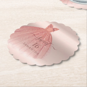 Porta-copo De Papel Doce 16 Rosa Dourado Moderno Script Glam Aniversár