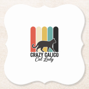Porta-copo De Papel Doida Senhora do Gato Calico Vintage Retro Design 