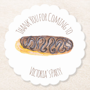 Porta-copo De Papel Donut de Aquarela Chocolate  Desenhado à Mão  Ecla