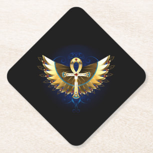 Porta-copo De Papel Dourada Ankh com Asas