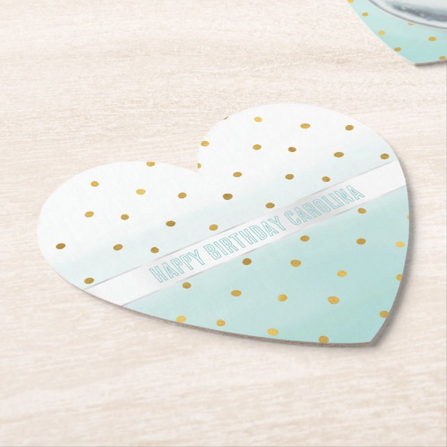 Porta-copo De Papel Dourada Confetti Mint Watercolor (Angular)