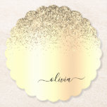 Porta-copo De Papel Dourada Glitter Girly Luxury Moderno Monograma Nom<br><div class="desc">Dourada Folha de Folha Metálica Brilhante Metálica Glitter Brutado Monograma de Metais de Nome Portas copos de Papel. Isso faz a formatura perfeita,  aniversário,  casamento,  chá de panela,  aniversário,  chá de fraldas ou presente de festa de solteira para alguém que ama luxo de vidro e estilos quíticos.</div>
