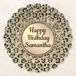 Porta-copo De Papel Dourada Glitter Leopard Imprima Porta copos de Pap