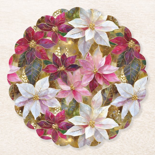 Porta-copo De Papel Dourada Poinsettia Bronze Rosa-Rosa-Rosa-Rosa-Bron (Frente)