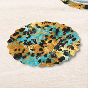 Porta-copo De Papel Dourado Aqua Black Lepard Animal