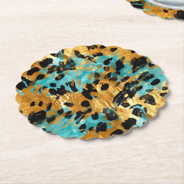 Porta-copo De Papel Dourado Aqua Black Lepard Animal (Angular)