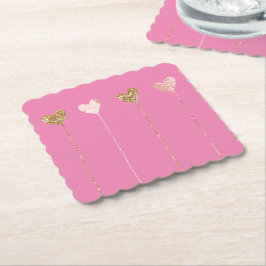 Porta-copo De Papel Dourado brilho cor-de-rosa Cordas do Coração Noite