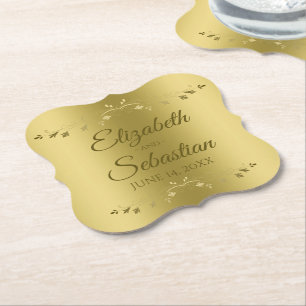 Porta-copo De Papel Dourado na Recepção de casamento Elegante Dourada