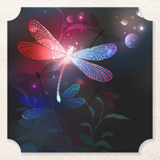 Porta-copo De Papel Dragonfly vermelha (Frente)