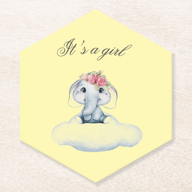 Porta-copo De Papel Dreamy Days com Rosie, o Elefante. (Frente)