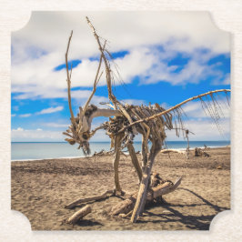 Porta-copo De Papel Driftwood trabalho de arte em Hokitika Beach, Nova