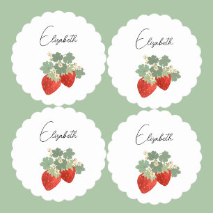 Porta-copo De Papel Duas Morangos Vermelhos com Folhas e Flores Frut