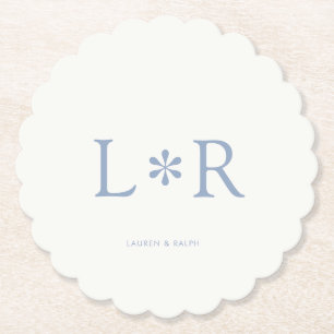 Porta-copo De Papel Dusty Blue & Ivory   Casal Chic Simples