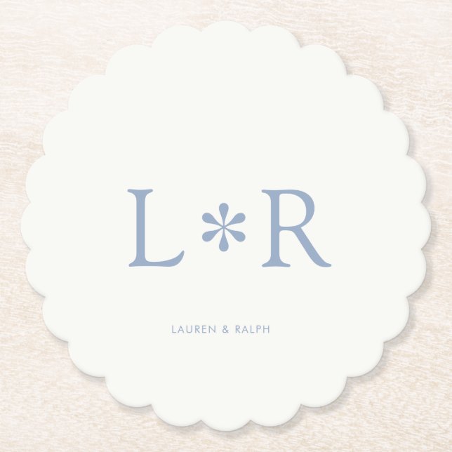 Porta-copo De Papel Dusty Blue & Ivory | Casal Chic Simples (Frente)