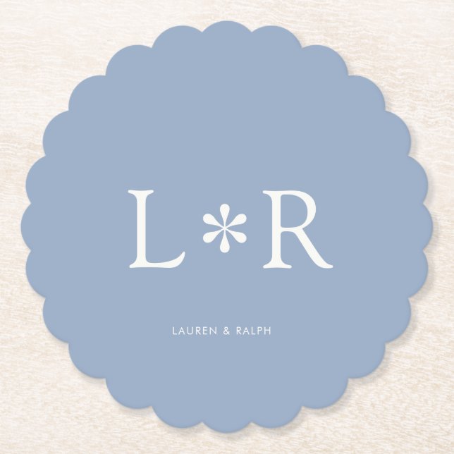 Porta-copo De Papel Dusty Blue Simple Chic Couple (Frente)