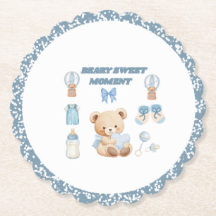 PORTA-COPO DE PAPEL É UM URSO DE PAPEL AZUL REDONDO COM BABADO
