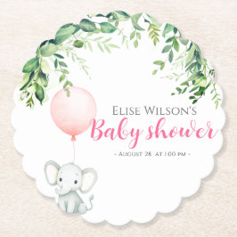 Porta-copo De Papel É uma garota! Pequeno elefante bonito com balão